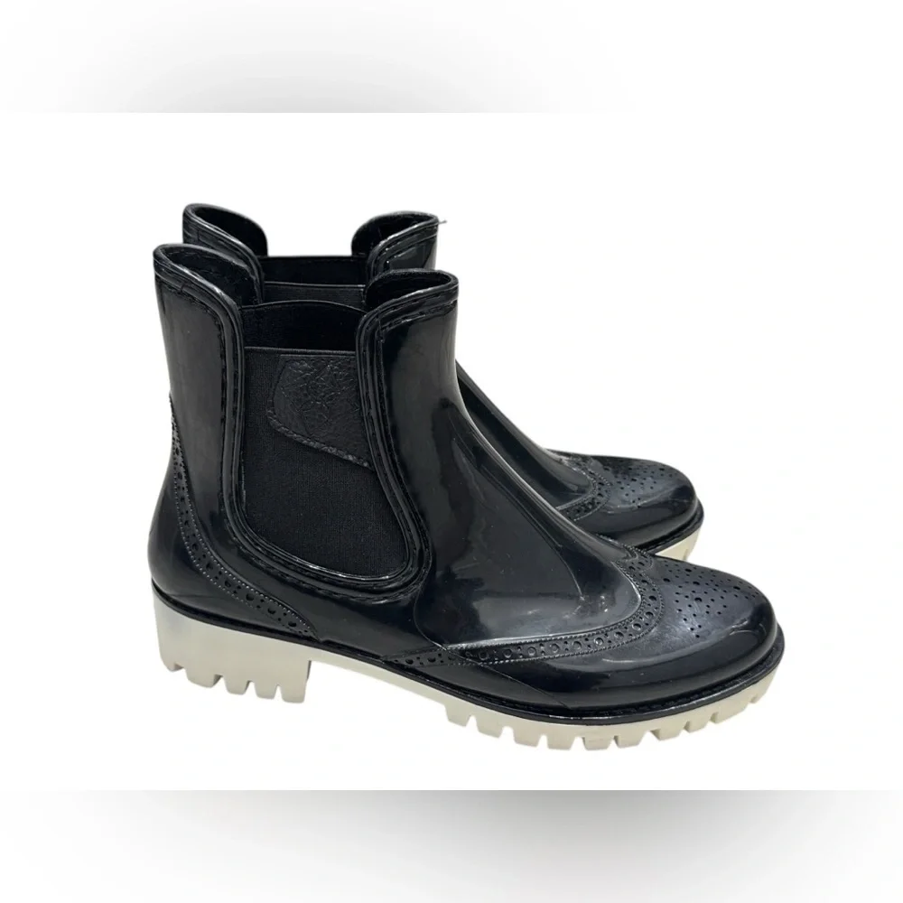 Men’s DAV Leeds Brogue Black & White Patent Leather Ankle Chunky Boots: 40/7-7.5